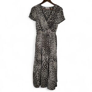 NWT Honey and Rosie Animal Print Faux Wrap Midi Dress